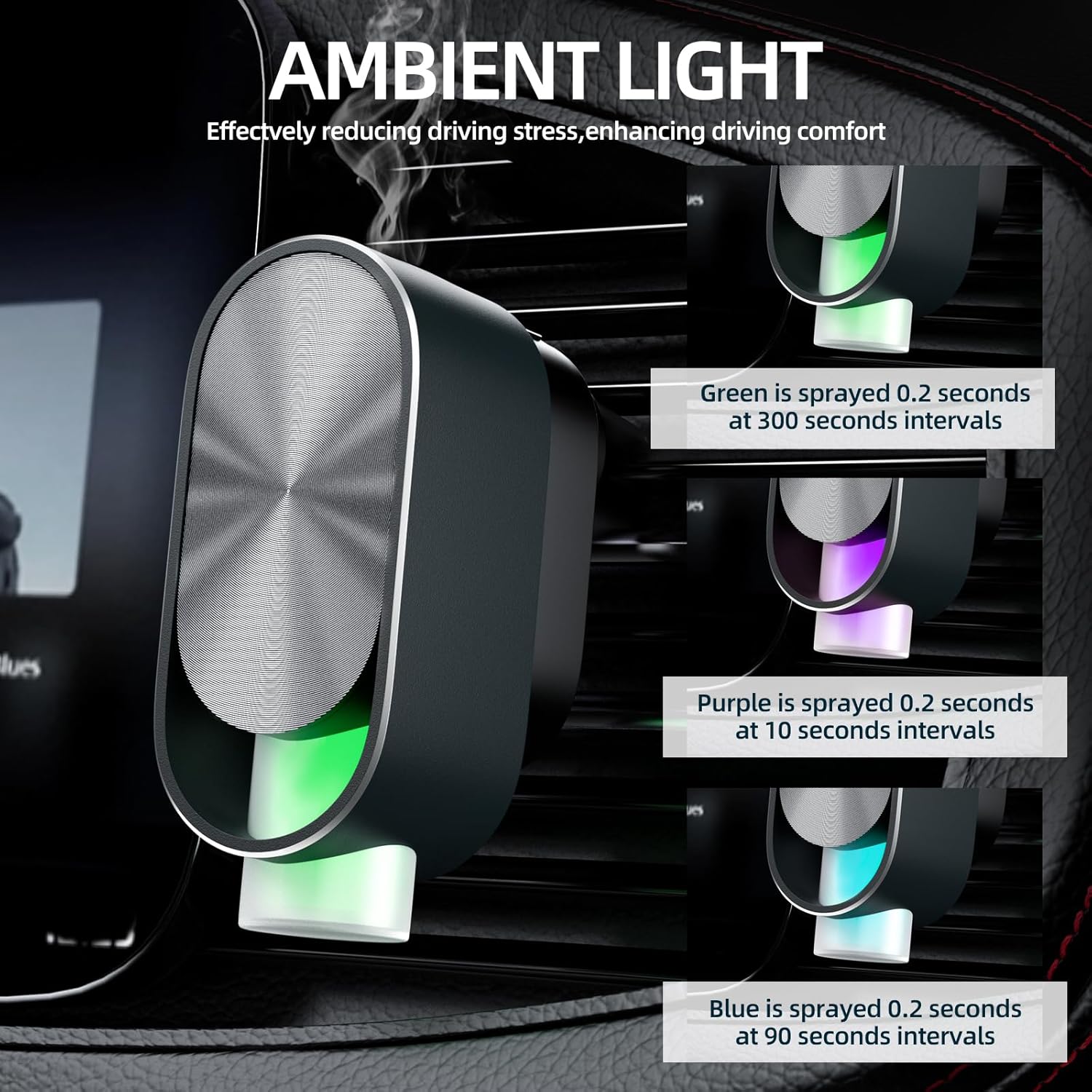 Smart Car Air Freshener Diffuser - Rechargeable Car Diffuser with 3 Modes, Ultrasonic Aroma Diffuser with 4 Essential Oils, Long-Lasting Freshener for Women and Men